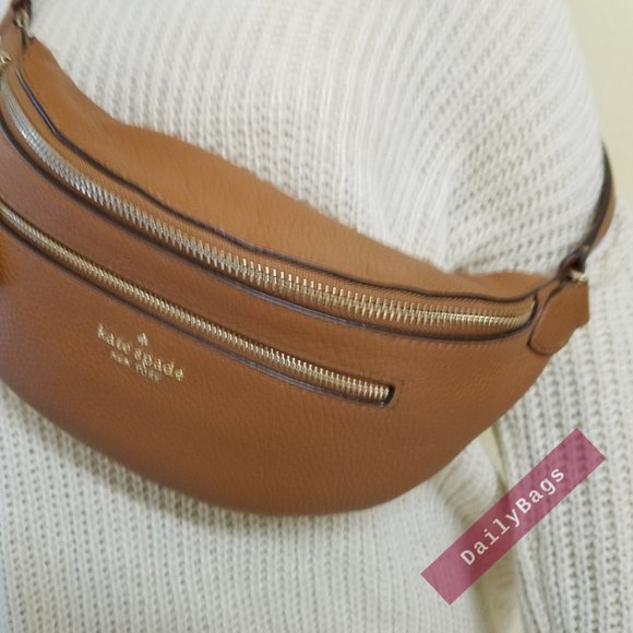 NWT KATE SPADE 100% AUTHENTIC LEILA BELT FANNY PACK BAG GINGER BROWN WKR00306 - Picture 6 of 8